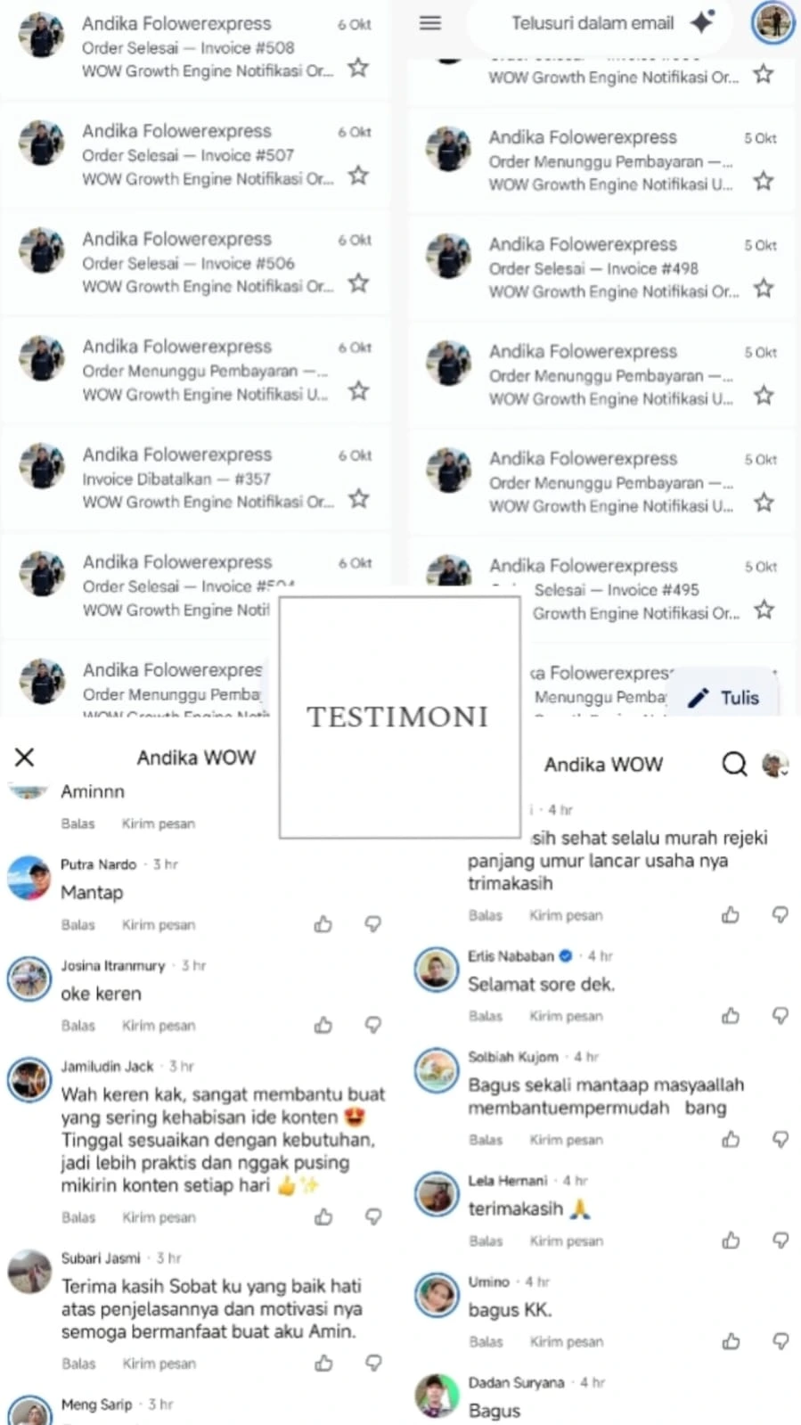 Testimoni pengguna WOW Growth Engine